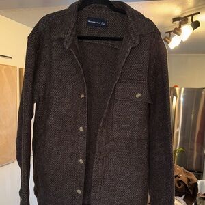 Abercrombie & Fitch Brown Herringbone Shirt Jacket